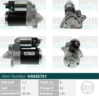 Hoffer H5035751 - Motorino d'avviamento www.autoricambit.com