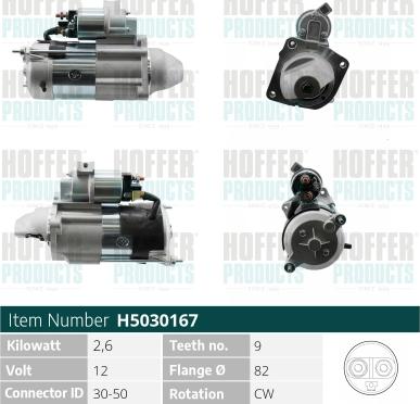 Hoffer H5030167 - Motorino d'avviamento www.autoricambit.com