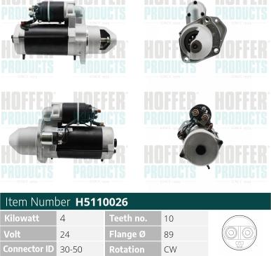 Hoffer H5110026 - Motorino d'avviamento www.autoricambit.com