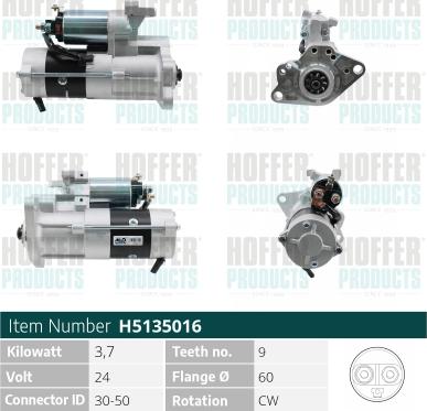 Hoffer H5135016 - Motorino d'avviamento www.autoricambit.com