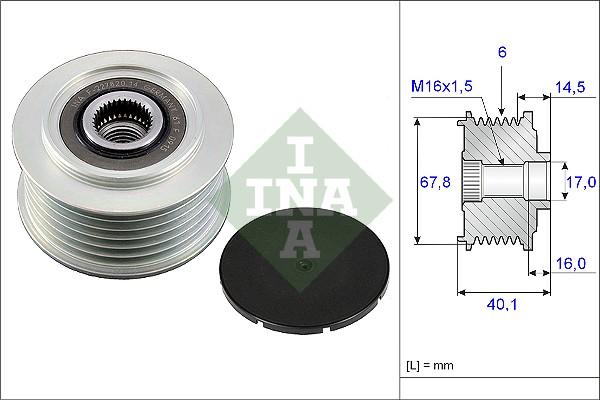 INA 535 0047 10 - Puleggia cinghia, Alternatore www.autoricambit.com