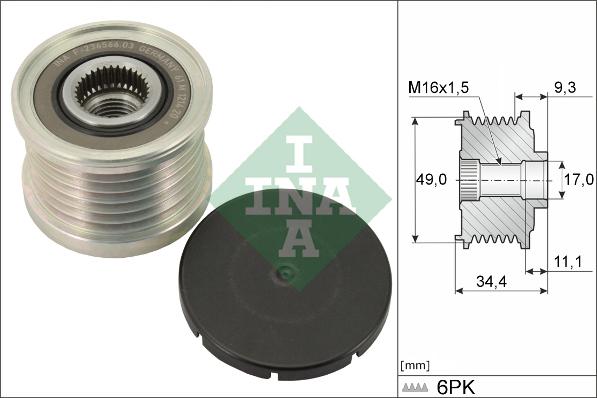 INA 535 0075 10 - Puleggia cinghia, Alternatore www.autoricambit.com