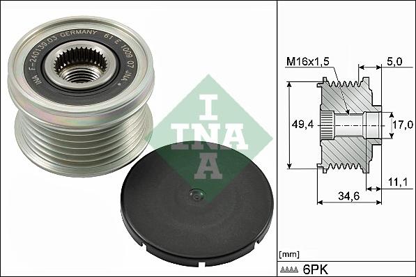 INA 535 0155 10 - Puleggia cinghia, Alternatore www.autoricambit.com