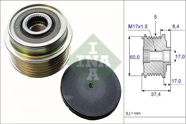 INA 535 0152 10 - Puleggia cinghia, Alternatore www.autoricambit.com