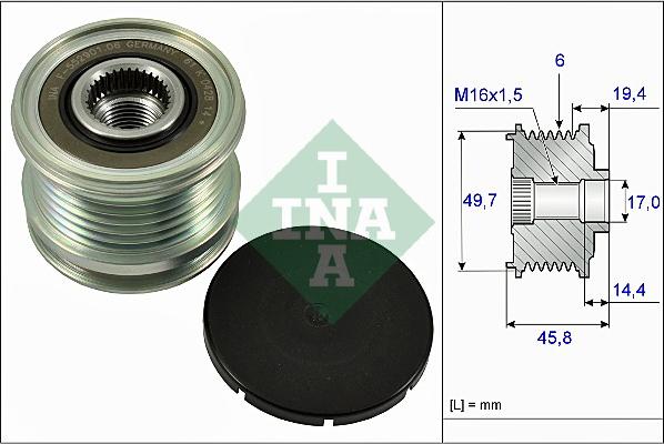 INA 535 0168 10 - Puleggia cinghia, Alternatore www.autoricambit.com