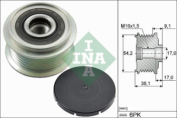 INA 535 0100 10 - Puleggia cinghia, Alternatore www.autoricambit.com