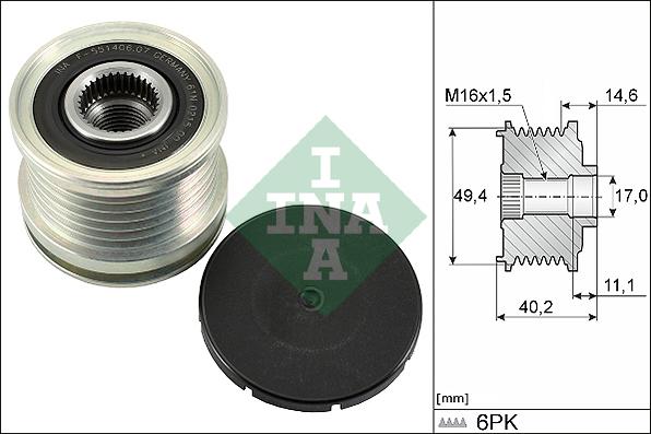 INA 535 0124 10 - Puleggia cinghia, Alternatore www.autoricambit.com