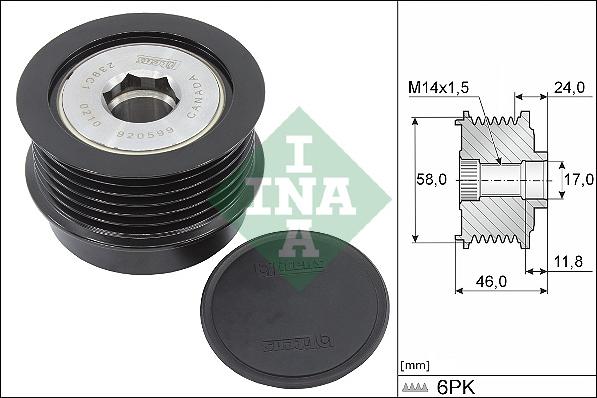 INA 535 0355 10 - Puleggia cinghia, Alternatore www.autoricambit.com