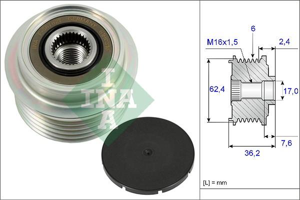 INA 535 0238 10 - Puleggia cinghia, Alternatore www.autoricambit.com