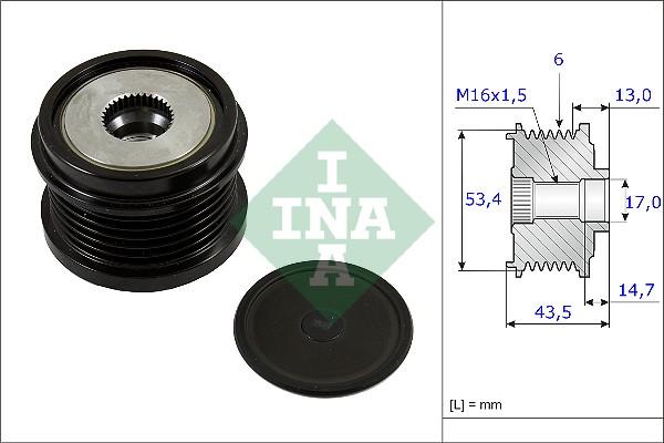 INA 535 0237 10 - Puleggia cinghia, Alternatore www.autoricambit.com