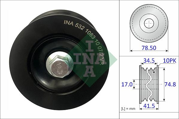 INA 532 1083 10 - Galoppino/Guidacinghia, Cinghia Poly-V www.autoricambit.com