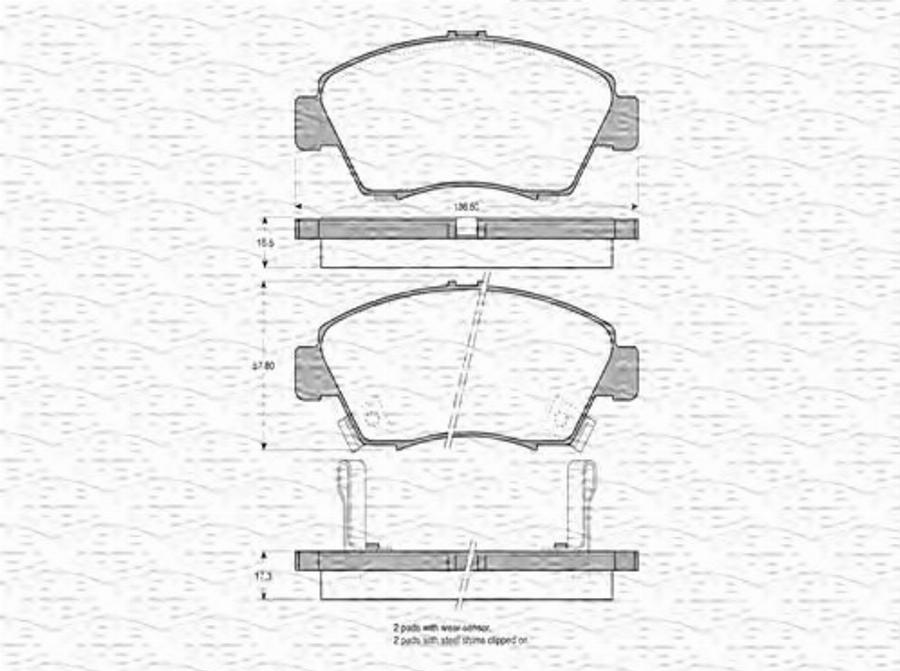 Magneti Marelli 363702160614 - Kit pastiglie freno, Freno a disco www.autoricambit.com