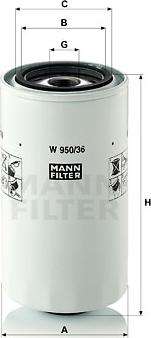 Mann-Filter W 950/36 - Filtro olio www.autoricambit.com