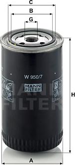 Mann-Filter W 950/7 - Filtro olio www.autoricambit.com