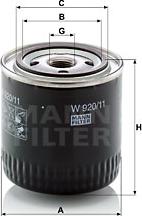 Mann-Filter W 920/11 - Filtro olio www.autoricambit.com