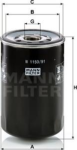 Mann-Filter W 1150/91 - Filtro, Sistema idraulico di lavoro www.autoricambit.com