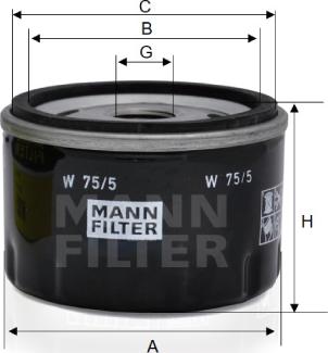 Mann-Filter W 75/5 - Filtro olio www.autoricambit.com