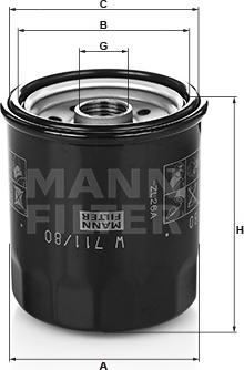Mann-Filter W 711/80 - Filtro olio www.autoricambit.com