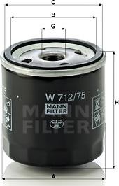 Mann-Filter W 712/75 - Filtro olio www.autoricambit.com