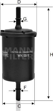 Mann-Filter WK 58/5 - Filtro carburante www.autoricambit.com