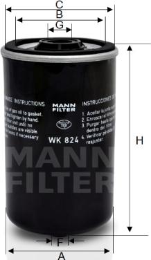 Mann-Filter WK 824 - Filtro carburante www.autoricambit.com