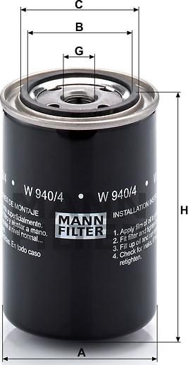 Mann-Filter WP 940/4 - Filtro olio www.autoricambit.com