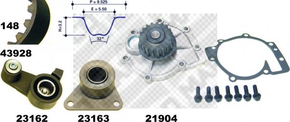 Mapco 41928 - Pompa acqua + Kit cinghie dentate www.autoricambit.com