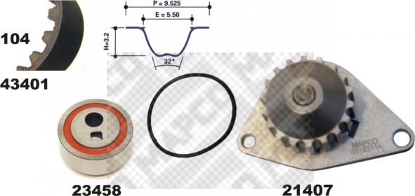 Mapco 41401/1 - Pompa acqua + Kit cinghie dentate www.autoricambit.com