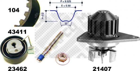 Mapco 41411 - Pompa acqua + Kit cinghie dentate www.autoricambit.com