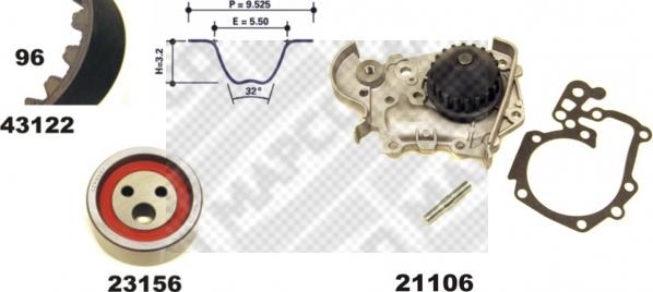 Mapco 41122/1 - Pompa acqua + Kit cinghie dentate www.autoricambit.com