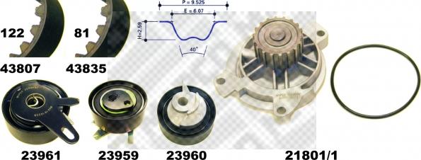 Mapco 41819/1 - Pompa acqua + Kit cinghie dentate www.autoricambit.com