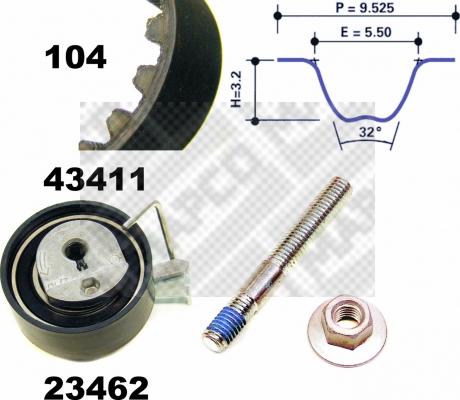 Mapco 23411 - Kit cinghie dentate www.autoricambit.com