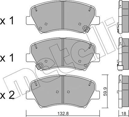 Metelli 22-0944-0 - Kit pastiglie freno, Freno a disco www.autoricambit.com