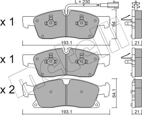 Metelli 22-0927-5 - Kit pastiglie freno, Freno a disco www.autoricambit.com