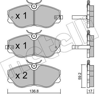 Metelli 22-0491-0 - Kit pastiglie freno, Freno a disco www.autoricambit.com