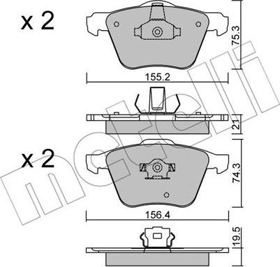 Metelli 22-0599-0 - Kit pastiglie freno, Freno a disco www.autoricambit.com