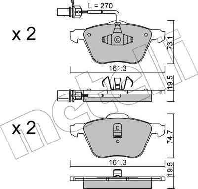 Metelli 22-0551-0 - Kit pastiglie freno, Freno a disco www.autoricambit.com