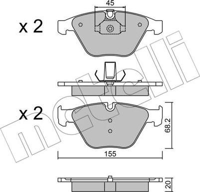 Metelli 22-0558-8 - Kit pastiglie freno, Freno a disco www.autoricambit.com