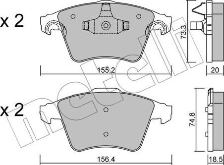 Metelli 22-0552-3 - Kit pastiglie freno, Freno a disco www.autoricambit.com