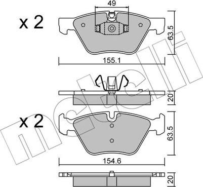 Metelli 22-0557-5 - Kit pastiglie freno, Freno a disco www.autoricambit.com