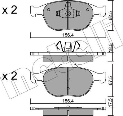 Metelli 22-0533-0 - Kit pastiglie freno, Freno a disco www.autoricambit.com