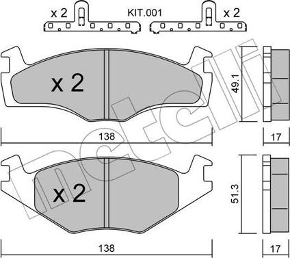 Metelli 22-0045-2K - Kit pastiglie freno, Freno a disco www.autoricambit.com