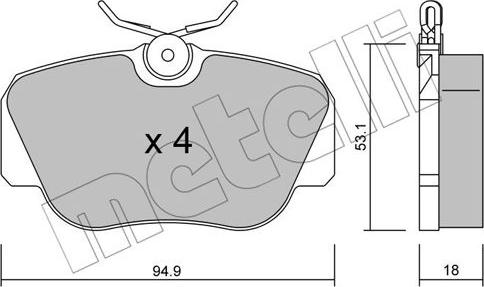 Metelli 22-0041-0 - Kit pastiglie freno, Freno a disco www.autoricambit.com