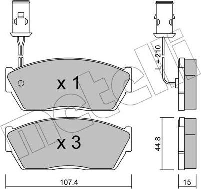 Metelli 22-0054-1 - Kit pastiglie freno, Freno a disco www.autoricambit.com