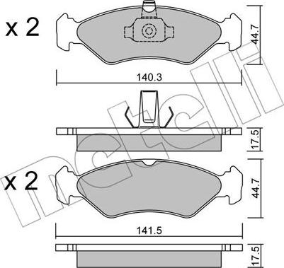 Metelli 22-0088-0 - Kit pastiglie freno, Freno a disco www.autoricambit.com