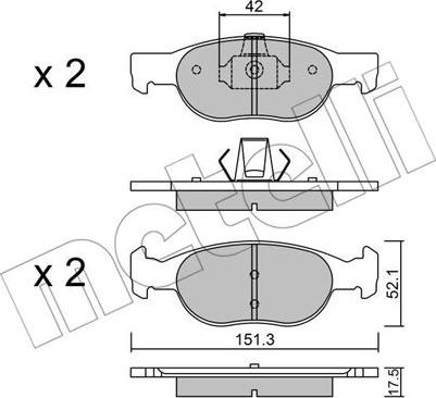 Metelli 22-0079-1 - Kit pastiglie freno, Freno a disco www.autoricambit.com