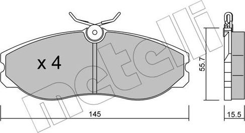 Metelli 22-0198-0 - Kit pastiglie freno, Freno a disco www.autoricambit.com