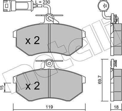 Metelli 22-0148-4 - Kit pastiglie freno, Freno a disco www.autoricambit.com