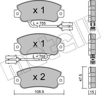 Metelli 22-0104-1 - Kit pastiglie freno, Freno a disco www.autoricambit.com