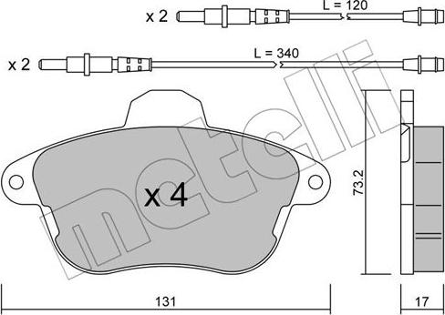 Metelli 22-0184-0 - Kit pastiglie freno, Freno a disco www.autoricambit.com